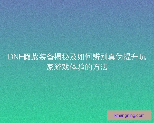 DNF假紫装备揭秘及如何辨别真伪提升玩家游戏体验的方法